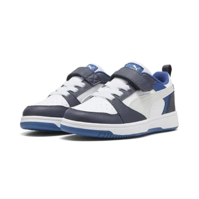 Imagen de Puma Rebound V6 Lo Kids&#039;Sneakers, Calzado, Blanco/Feather Gris/Negro, 27.5