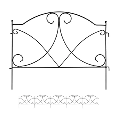 Imagen de Relaxdays Valla Jardín, 6 Paneles de 43 x 55 cm c/u, Reja Huerto Metálica, Cerramiento Césped, Estilo Vintage, Negro, Hierro, 1