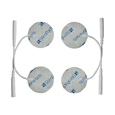 Imagen de StimPads Juego de 4 Electrodos 32 mm diámetro con conector PIN 2 duraderos y reutilizables para dispositivos TENS EMS Buena adherencia conductividad Dispositivo médico