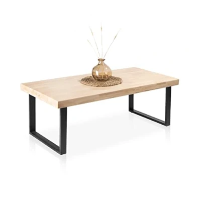 Imagen de Adec Group duehome Natural, Mesa de Centro, Mesita Comedor, Color Roble Salvaje y Negro, Medidas: 60 cm (Ancho) x 120 (Largo) 43,5 (Alto)