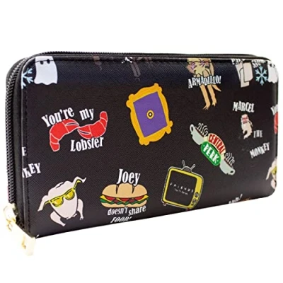 Imagen de Friends The One with Phrases Pivot Armadillo Cartera Clutch Bolsillo para Monedas &amp; Tarjetero, Negro