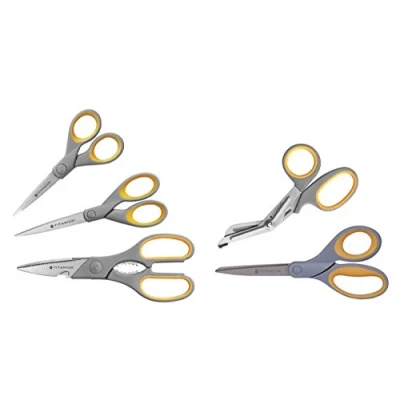 Imagen de Westcott Titanium Super Softgrip Set de tijeras, 5 unidades, 13 cm x 18 21 cm, color gris/amarillo