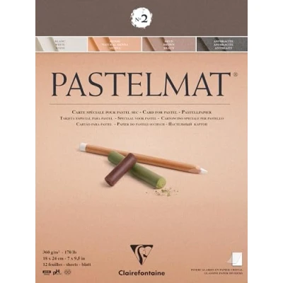 Imagen de Clairefontaine 96005C Un bloc encollé papier Pastelmat 12 feuilles 18x24 cm 360g couleurs assorties (Blanc, Sienne, Brun et Antracite)