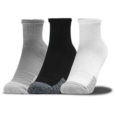 Imagen de Under Armour Paquete de 3 calcetines UA Heatgear Quarter unisex deportivos para hombre y mujer, compresión