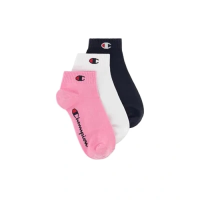 Imagen de Champion Unisex 3ER Packquarter Basic LOGO Calcetines, Talla: 35 38, Pink weiß blau