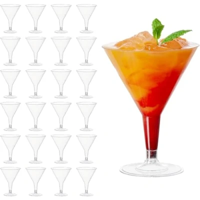 Imagen de MATANA 48 Copas de Martini Plástico, Coctel, 210ml Vasos Plástico Reutilizables y Elegantes para Cócteles Postres Cumpleaños, Bodas, Fiestas