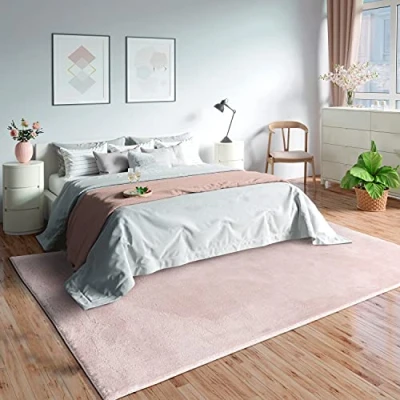 Imagen de Mia&#039;s Teppiche Olivia Alfombra para salón, Color Rosa, 240 x 340 cm, Moderna, Suave, Monocolor, mullida, Pelo Corto (19 mm), Antideslizante, Lavable hasta 30 Grados, 100% poliéster