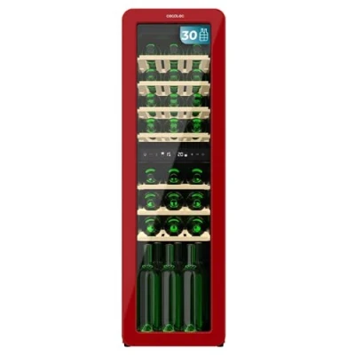 Imagen de Cecotec Vinoteca 30 Botellas Retro Bolero Grandsommelier Origin Duo Hit Red. Acavado En Rojo 2 Zonas De Temp. (5 12ºC, 12 20ºC), Control Led, NoFrost, Estantes Madera, Luz Interior, Ventilación