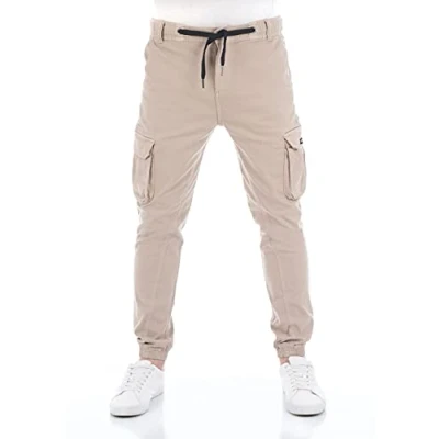 Imagen de riverso RIVHanno Pantalones Cargo para Hombre, Corte Regular, de Ocio, algodón, Bolsillos elásticos, Color Negro, Verde, Beige, Oliva, w30 w42 Beige Oscuro (20400) 36
