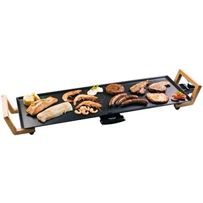 Imagen de Bestron XL plancha electrica para cocinar en diseño ASIA, cocina con revestimiento antiadherente, Parrilla eléctrica hasta 6 personas, 1800 vatios, color: negro