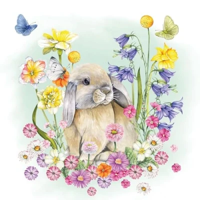 Imagen de 20 servilletas de papel Ambiente &quot;Little Rabbit&quot;, decoración mesa vintage con motivo también para fiestas o decoupage, 33 x cm