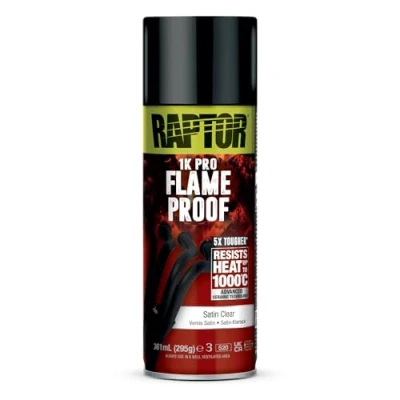 Imagen de Raptor Flameproof ignífugo resistente al calor hasta 1000 C pintura térmica en aerosol protección para escape, motor y colector de escape contra el óxido secado rápido (satinado