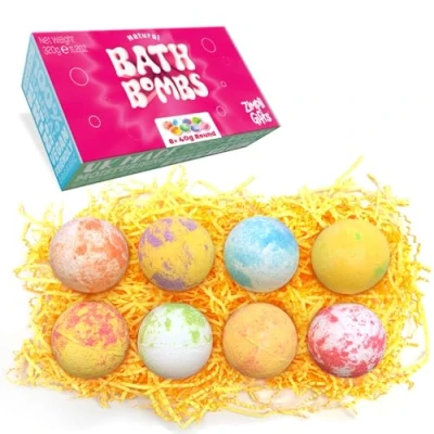 Imagen de juego de 8 bombas baño Zimpli, hechos a mano para mujer, spa hidratante, certificado biodegradable