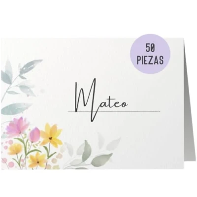 Imagen de 50 Etiquetas de Nombres para Bodas Tarjetas Asiento en Blanco Sitio, Mesa 50er Set Diseño Boho (Flores Pastel)