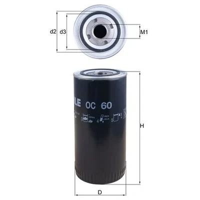 Imagen de MAHLE ORIGINAL OC 60 Filtro de aceite con válvula bloqueo retorno enroscable MERCEDES BENZ: Clase E Berlina, ACTROS MP4, T modell