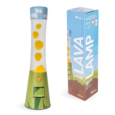 Imagen de Fisura Lámpara de lava gamer. Base estampada, líquido transparente y amarilla. ambiente. Incluye bombilla repuesto. 11 cm x 11cm 41,5 cm.