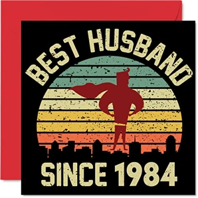 Imagen de Tarjeta de aniversario rubí para marido esposa, mejor desde 1984, regalos con texto en inglés &quot;I Love You&quot;, tarjetas feliz 40 boda pareja, felicitación
