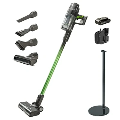 Imagen de Greenworks GD24SVK4S Aspiradora sin Cable, Succión alta Potencia, Operación 45min, Filtro HEPA, para Pelo de Mascota, Potencia a 3 Niveles, Batería 24V 4Ah y Súper Cargador Soporte, Garantía Años
