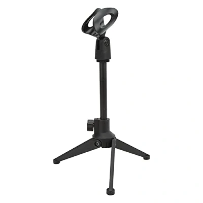 Imagen de Soporte para Micrófono, Escritorio Portátil de 20,5 a 27 Cm, Ajustable, Prueba Golpes, Trípode Desmontable, Mini Mesa, Clip, Conferencias/TR
