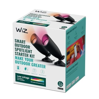 Imagen de WiZ Focos inteligentes de exterior 4W, Luz Blanca y Colores, apto para (IP44), Wi Fi, con tecnología SpaceSense compatible Google Home, Amazon Alexa o los atajos Siri