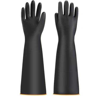 Imagen de guantes de goma protección química para hombre, químicos látex, largos, impermeables, estanque, resistentes al ácido alcali, seguridad trabajo, 55 cm