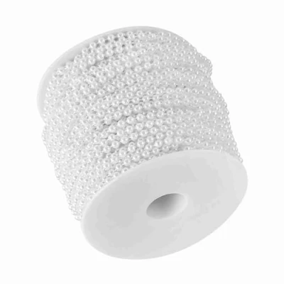 Imagen de FTVOGUE Rollo de 40 m perlas artificiales 4 mm sobre hilo, decorativas para fiestas, bodas