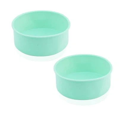 Imagen de NEUSID 2 moldes de silicona para hornear 20 cm, redondos, antiadherentes, silicona, tartas y panes, pasteles arco iris
