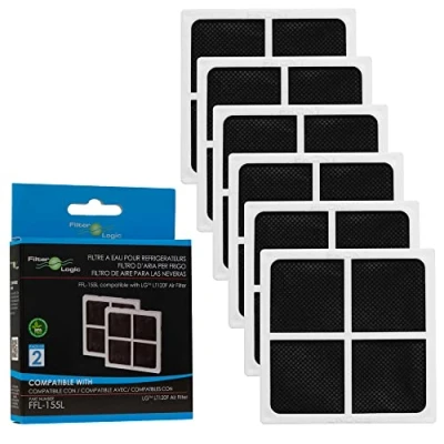 Imagen de FilterLogic FFL 155L Filtro de aire para frigorífico compatible con LG Pure N Fresh ADQ73214405 ADQ73214404 ADQ73214408 Sistema antibacteriano antiolor Pur Air (6 unidades)