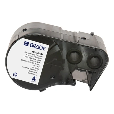 Imagen de Brady Etiquetas de poliéster autolaminado para impresoras BMP51/BMP53/M511 120 adhesivas Negro sobre blanco, transparente (66,68 mm (an) x 25,40 (al)) M5 75 461
