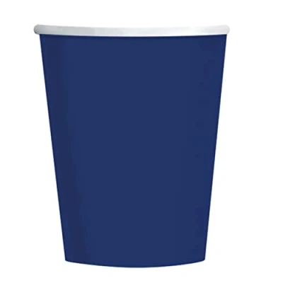 Imagen de amscan 9915403 209 66 Vasos de papel reciclables ecológicos para fiestas, color azul marino, paquete 8
