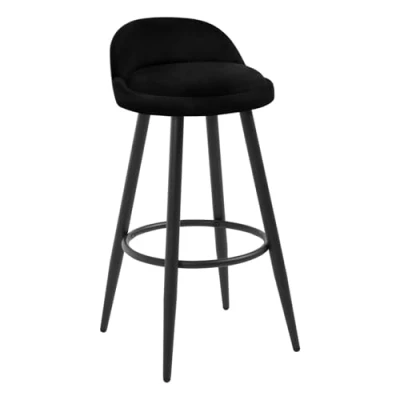 Imagen de WOLTU 1x Taburete Alto de Cocina Bar con Reposapiés Tapizado en Terciopelo Silla Alta Metal Negro BH296sz 1