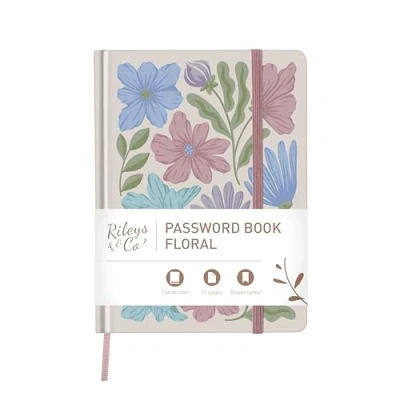 Imagen de Rileys &amp; Co. Libreta Contraseñas Índice Alfabético Alfabética para Guardar Ideal Personas Mayores Password Book Inicio Sesión, Páginas Web, Nombres Usuario