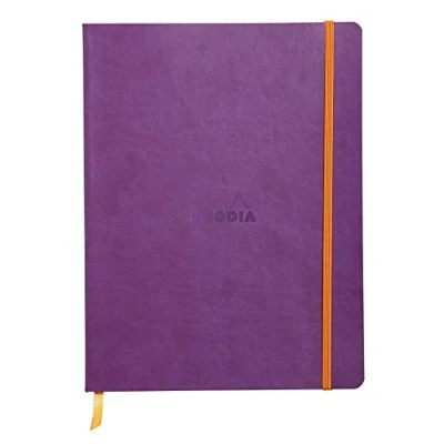 Imagen de RHODIA 117510C Cahier Souple Violet 19x25 cm Ligné 160 pages Papier Clairefontaine Ivoire 90 g/m² Marque Page, Fermeture Élastique Couverture Simili Cuir Collection Rhodiarama