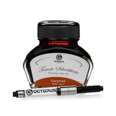 Imagen de Octopus Fluids Karamell tinta para escribir con convertidor incluido, pluma estilográfica, 30 ml Marrón