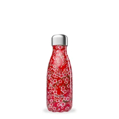 Imagen de Qwetch Botella Isotérmica 260ml Inox Originals Flowers Rojo Pequeña Acero Inoxidable 24h Frío / 12h Caliente Sin BPA, Hermética y Reutilizable Para deporte, oficina viaje