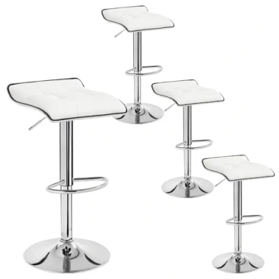 Imagen de WOLTU 4X Taburetes de Bar Cuero Sintético Alto Cocina Regulable en Altura Giratorio Sillas Tapizada Taburete Trabajo Blanco BH28ws 4