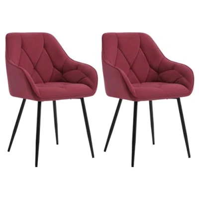 Imagen de WOLTU 2X Sillas de Comedor Cocina con Respaldo y Apoyobrazos Salon Moderno Patas Metálicas para Dormitorio Oficina, Terciopelo, Burdeos, EZS02bd 2