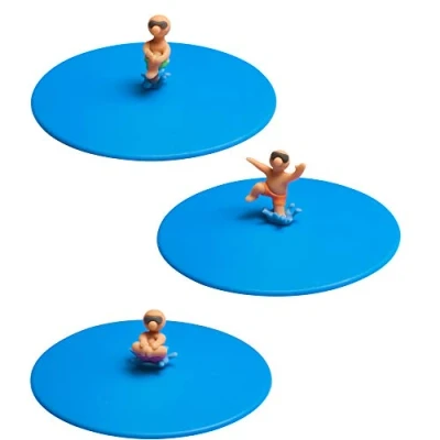 Imagen de Lurch Mein Deckel Splash Juego de 3 cubiertas cristal (bomba Bruno, Freddy Freestyle, Arne Anker), silicona 100% libre BPA, diámetro 10,5 cm, color azul