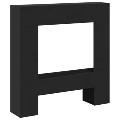 Imagen de vidaXL Borde de Chimenea Madera ingeniería Negro 81x18x82 cm, Envolvente Chimenea, repisa envolventes