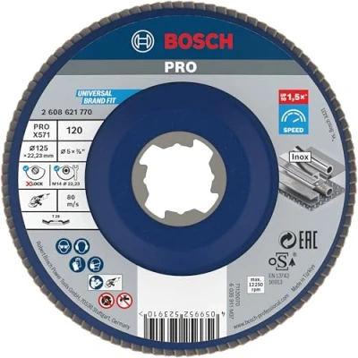 Imagen de Bosch Professional 1x Disco de Láminas X571 Best for Metal X LOCK (para metal, Ø 125 mm, P 120, version en ángulo, accesorios amoladora)