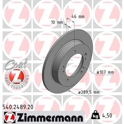 Imagen de ZIMMERMANN COAT Z 540.2489.20 Disco de freno 290 10 7/5 5 140 macizo revestido SUZUKI: Vitara I SUV, Jimny SUV Cabrio