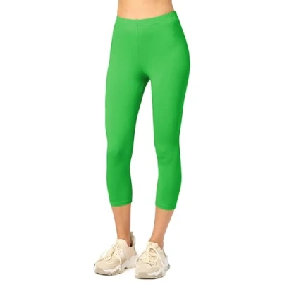 Imagen de Merry Style Leggins Deportivos para Mujer Pantalones Piratas Suaves Elásticos Leggings de Algodón 3/4 Mallas Confortables MS10 199 (Verde,L)