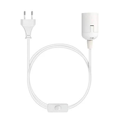 Imagen de kwmobile Portalámpara E27 con interruptor Cable de red y enchufe Adaptador lámpara 3.5M Base para bombilla en blanco