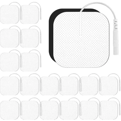 Imagen de Electrodos para TENS 5x5 cm 20 piezas, autoadhesivos TENS/EMS,Parches de electroestimulador y/o EMS reutilizables y autoadhesivos,Conector pin 2 mm