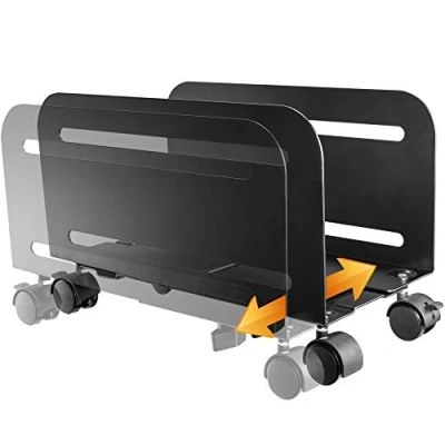 Imagen de RICOO Soporte Torre PC Fijación Caja Ordenador con Ruedas RH 04 Carro movíl Ajustable Work Station Sobremesa Suelo Debajo de Escritorio Negro
