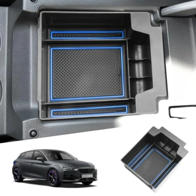Imagen de SHAOHAO Seat Ateca 2017 2022 2023 Caja de Almacenamiento Reposabrazos Organizador Consola Central Accesorios FR Azul