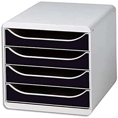 Imagen de Exacompta 310014D Módulo individual para documentos A4 + con 4 cajones, ultra rígido y stop de seguridad 347x278x267 mm BIG BOX Gris claro/negro