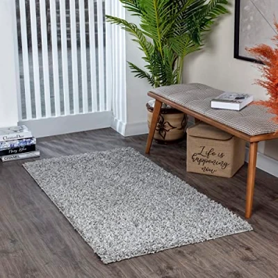 Imagen de Livabliss Home Shaggy Rug Alfombra de Pasillo para Cocina, Entrada Pelo Largo Berber Abstracta, Grueso y Esponjoso Grande 80x150cm, Gris