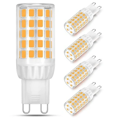Imagen de Bombilla LED G9 de 5W Equivalente a 40W 50W 60W Lampara Halógena, Blanco Cálido 2700K, Casquillo G9, 500LM, Sin Parpadeo, No Regulable, Ángulo Luz 360, Pack 4 Unidades