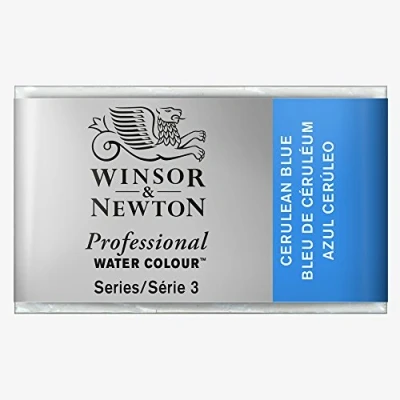 Imagen de Winsor &amp; Newton Acuarela Profesional Pintura de Acuarela, Alta Luminosidad, Resistente a la Luz, Calidad Archivo, Godet, Color Azul Ceruleo